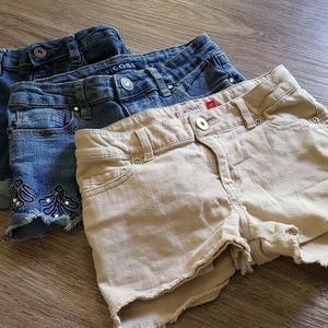 Girls Jean & Khaki Shorts 3 pair